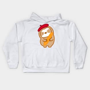 Cute Parisian Baguette Sloth Kids Hoodie